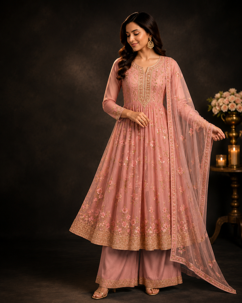 Blush Rose Anarkali Kurta Set