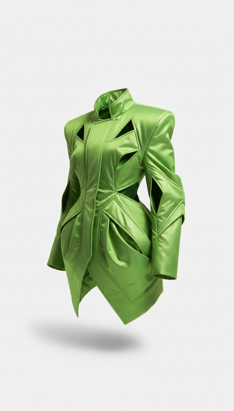 green cut out blazer