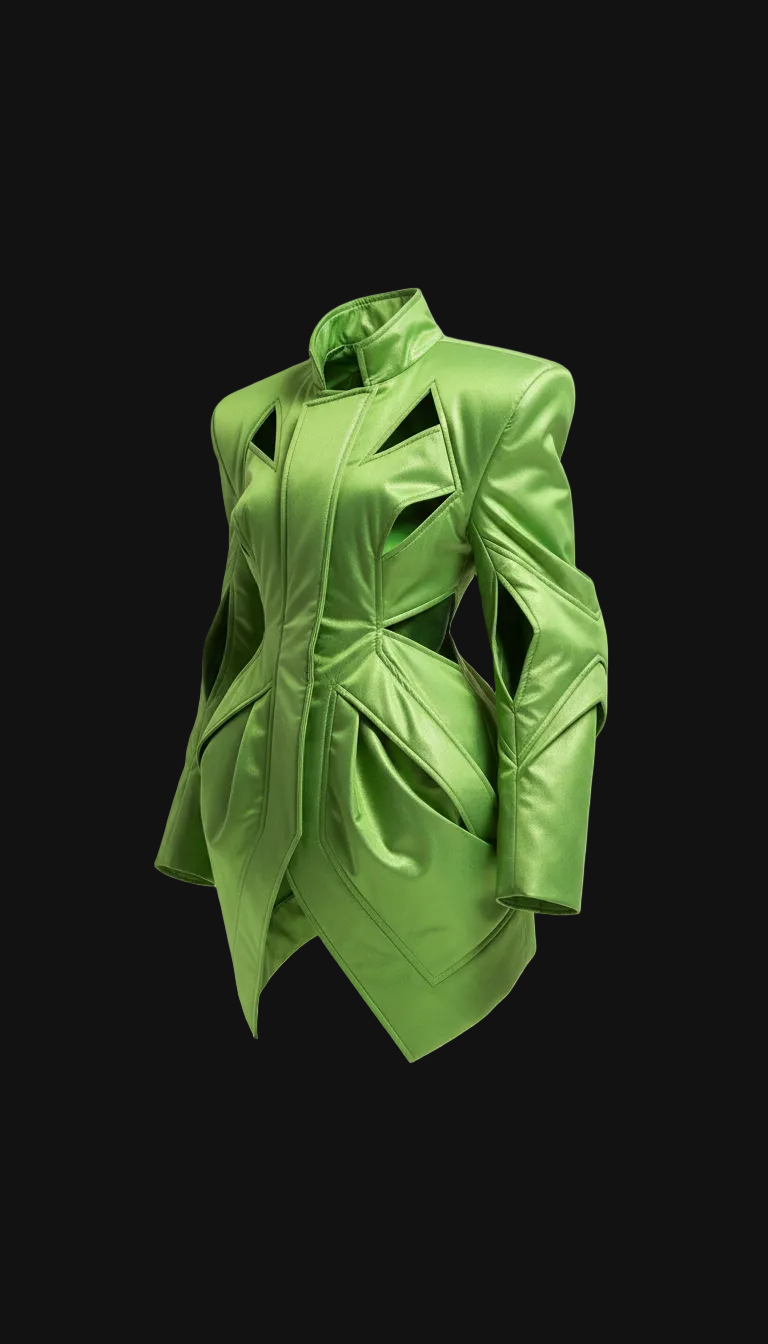 green cut out blazer